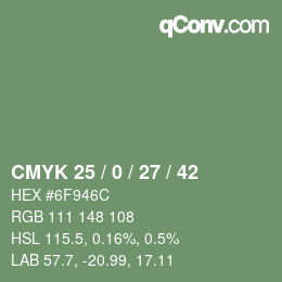 Farbcode: CMYK 25 / 0 / 27 / 42 | qconv.com