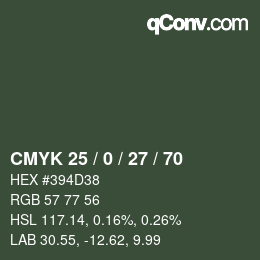 颜色代码: CMYK 25 / 0 / 27 / 70 | qconv.com