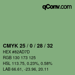 Farbcode: CMYK 25 / 0 / 28 / 32 | qconv.com