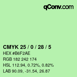 Color code: CMYK 25 / 0 / 28 / 5 | qconv.com