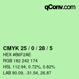 カラーコード: CMYK 25 / 0 / 28 / 5 | qconv.com