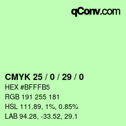 Color code: CMYK 25 / 0 / 29 / 0 | qconv.com