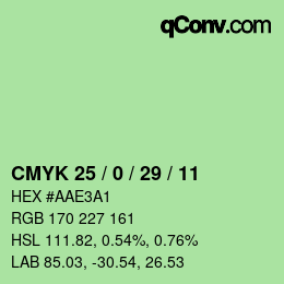 カラーコード: CMYK 25 / 0 / 29 / 11 | qconv.com