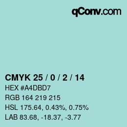Color code: CMYK 25 / 0 / 2 / 14 | qconv.com