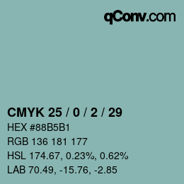 Color code: CMYK 25 / 0 / 2 / 29 | qconv.com