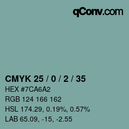 Farbcode: CMYK 25 / 0 / 2 / 35 | qconv.com