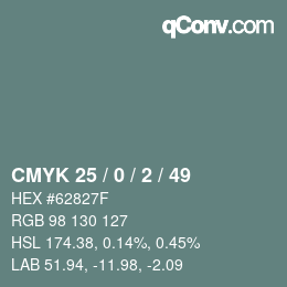 カラーコード: CMYK 25 / 0 / 2 / 49 | qconv.com