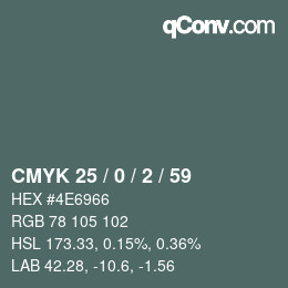 Color code: CMYK 25 / 0 / 2 / 59 | qconv.com