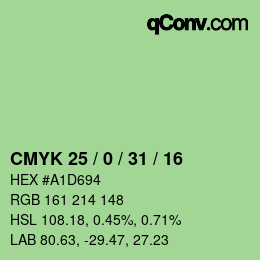 Color code: CMYK 25 / 0 / 31 / 16 | qconv.com