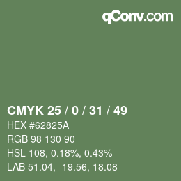 Color code: CMYK 25 / 0 / 31 / 49 | qconv.com