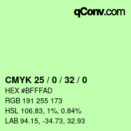 Color code: CMYK 25 / 0 / 32 / 0 | qconv.com