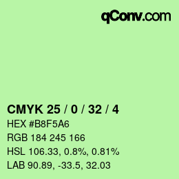 カラーコード: CMYK 25 / 0 / 32 / 4 | qconv.com