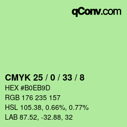 Color code: CMYK 25 / 0 / 33 / 8 | qconv.com