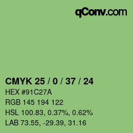 カラーコード: CMYK 25 / 0 / 37 / 24 | qconv.com
