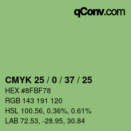 Color code: CMYK 25 / 0 / 37 / 25 | qconv.com