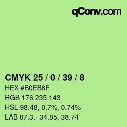 Color code: CMYK 25 / 0 / 39 / 8 | qconv.com