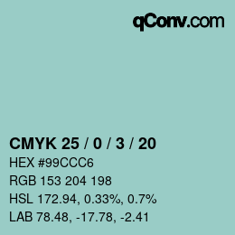 Color code: CMYK 25 / 0 / 3 / 20 | qconv.com