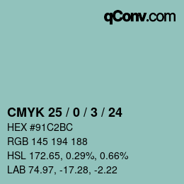 Color code: CMYK 25 / 0 / 3 / 24 | qconv.com