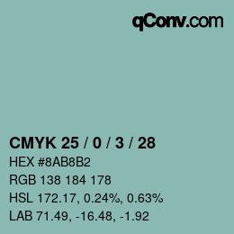 Color code: CMYK 25 / 0 / 3 / 28 | qconv.com
