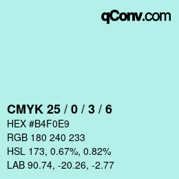 カラーコード: CMYK 25 / 0 / 3 / 6 | qconv.com