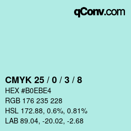 Color code: CMYK 25 / 0 / 3 / 8 | qconv.com