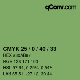 颜色代码: CMYK 25 / 0 / 40 / 33 | qconv.com