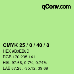 カラーコード: CMYK 25 / 0 / 40 / 8 | qconv.com