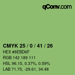 Color code: CMYK 25 / 0 / 41 / 26 | qconv.com