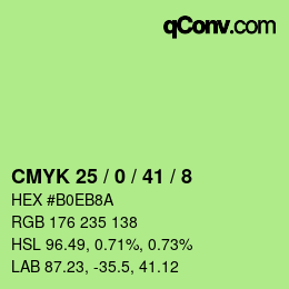 Color code: CMYK 25 / 0 / 41 / 8 | qconv.com