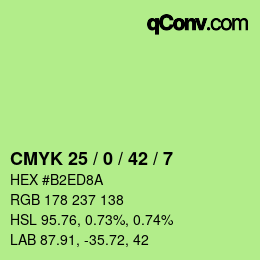 Color code: CMYK 25 / 0 / 42 / 7 | qconv.com