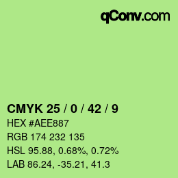 カラーコード: CMYK 25 / 0 / 42 / 9 | qconv.com