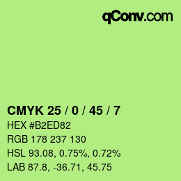 颜色代码: CMYK 25 / 0 / 45 / 7 | qconv.com