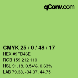 Color code: CMYK 25 / 0 / 48 / 17 | qconv.com