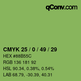 カラーコード: CMYK 25 / 0 / 49 / 29 | qconv.com