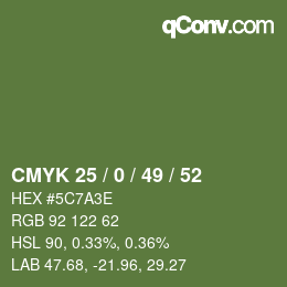颜色代码: CMYK 25 / 0 / 49 / 52 | qconv.com