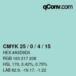 Color code: CMYK 25 / 0 / 4 / 15 | qconv.com