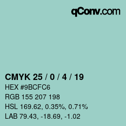 Color code: CMYK 25 / 0 / 4 / 19 | qconv.com