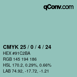 カラーコード: CMYK 25 / 0 / 4 / 24 | qconv.com