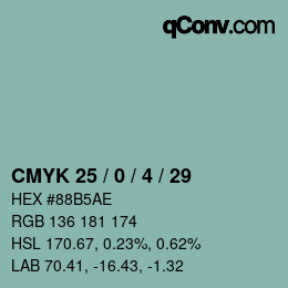颜色代码: CMYK 25 / 0 / 4 / 29 | qconv.com