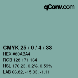 Código de color: CMYK 25 / 0 / 4 / 33 | qconv.com