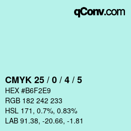 Color code: CMYK 25 / 0 / 4 / 5 | qconv.com