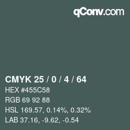 Color code: CMYK 25 / 0 / 4 / 64 | qconv.com