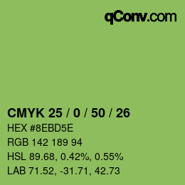 Color code: CMYK 25 / 0 / 50 / 26 | qconv.com