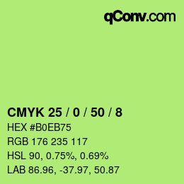 Color code: CMYK 25 / 0 / 50 / 8 | qconv.com