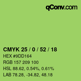 Farbcode: CMYK 25 / 0 / 52 / 18 | qconv.com