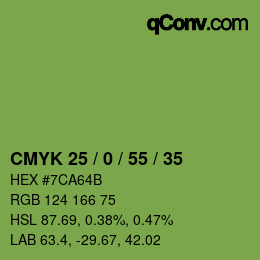 カラーコード: CMYK 25 / 0 / 55 / 35 | qconv.com