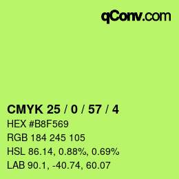 颜色代码: CMYK 25 / 0 / 57 / 4 | qconv.com