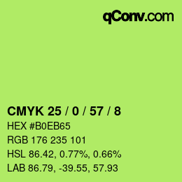 カラーコード: CMYK 25 / 0 / 57 / 8 | qconv.com
