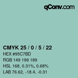 Farbcode: CMYK 25 / 0 / 5 / 22 | qconv.com