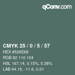 Color code: CMYK 25 / 0 / 5 / 57 | qconv.com